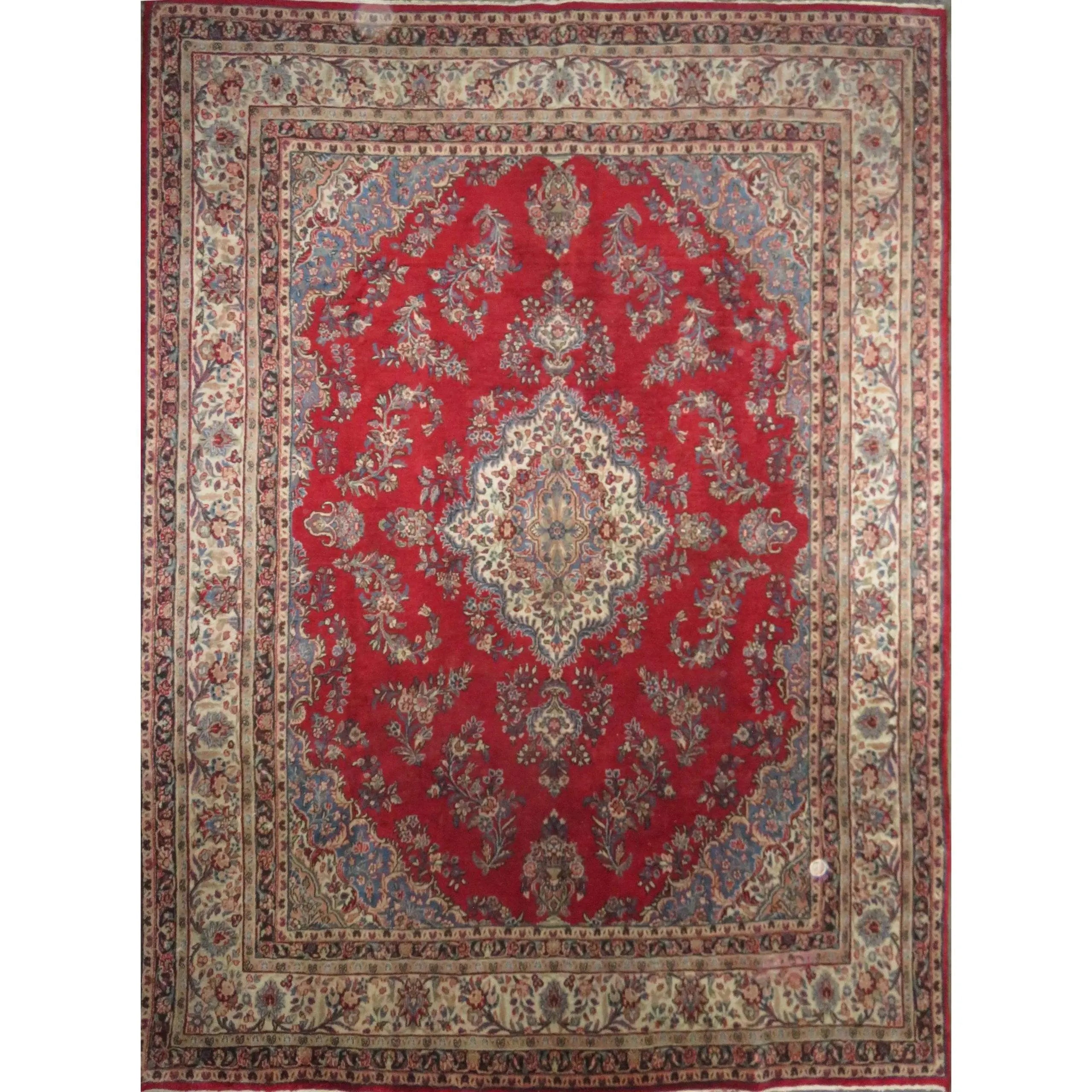 One Of The Kind Hand-Knotted Persian Wool Rug _ Luxurious Vintage Design, 13'7" x 10'2", Artisan Crafted